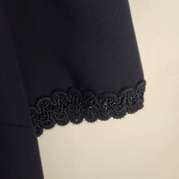 Donna Morgan Vintage 80s Black Wiggle Dress Crochet Accent Size 10 - Picture 5 of 6